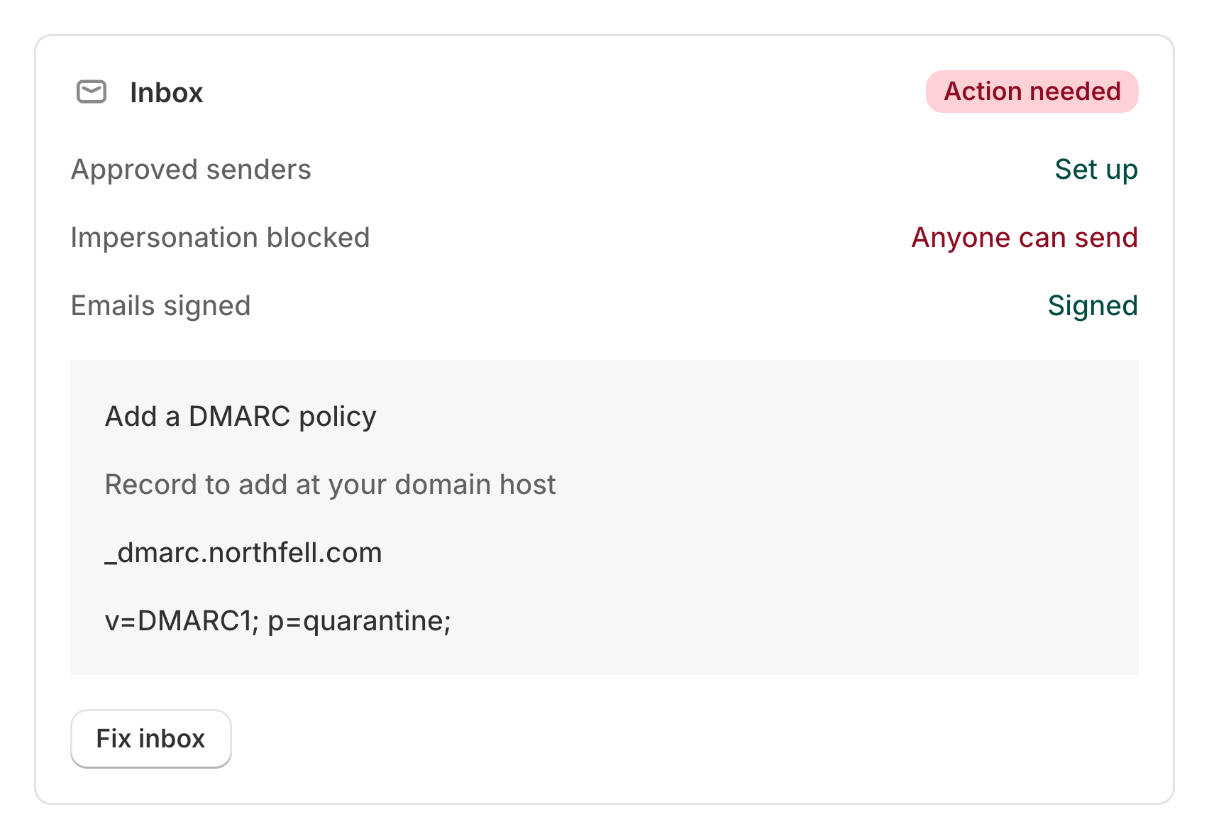 Illustrative Recon Email interface with fictional Northfell data